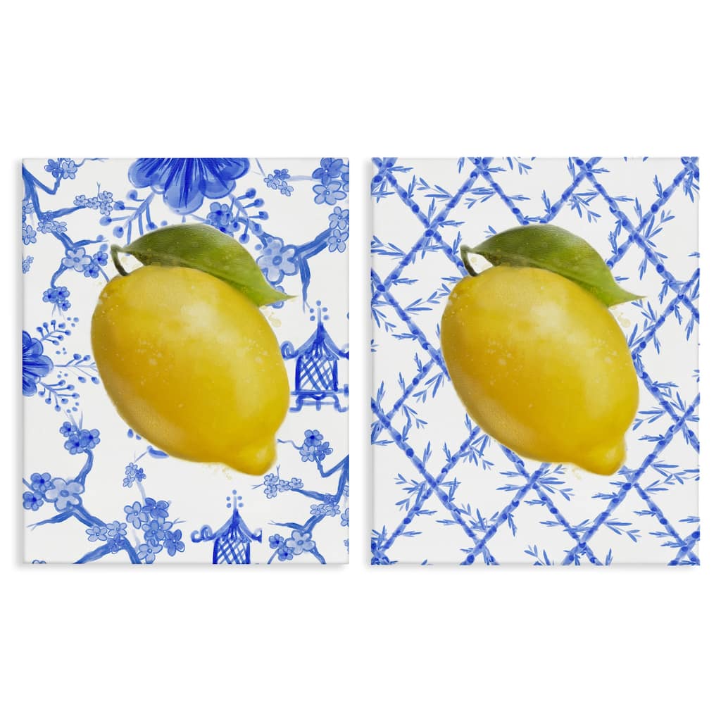 Stupell Classic Chinoiserie Lemons Canvas Wall Art Design By Matthew Piotrowicz (Set of 2)