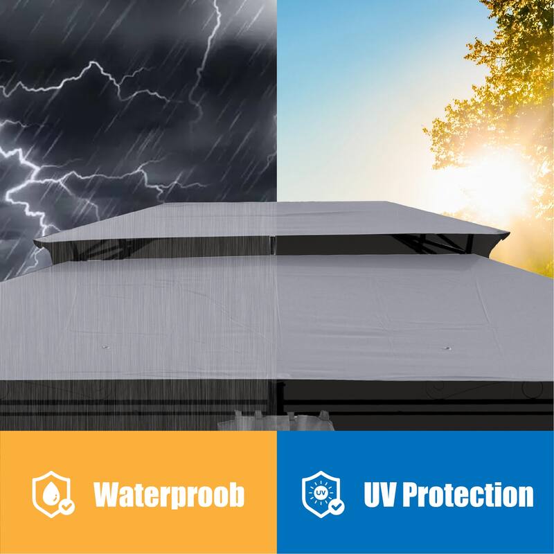 13x10 Outdoor Gazebo Tent with Double Roof & Removable Mesh, Waterproof & UV-Resistant for Garden, Patio, Backyard