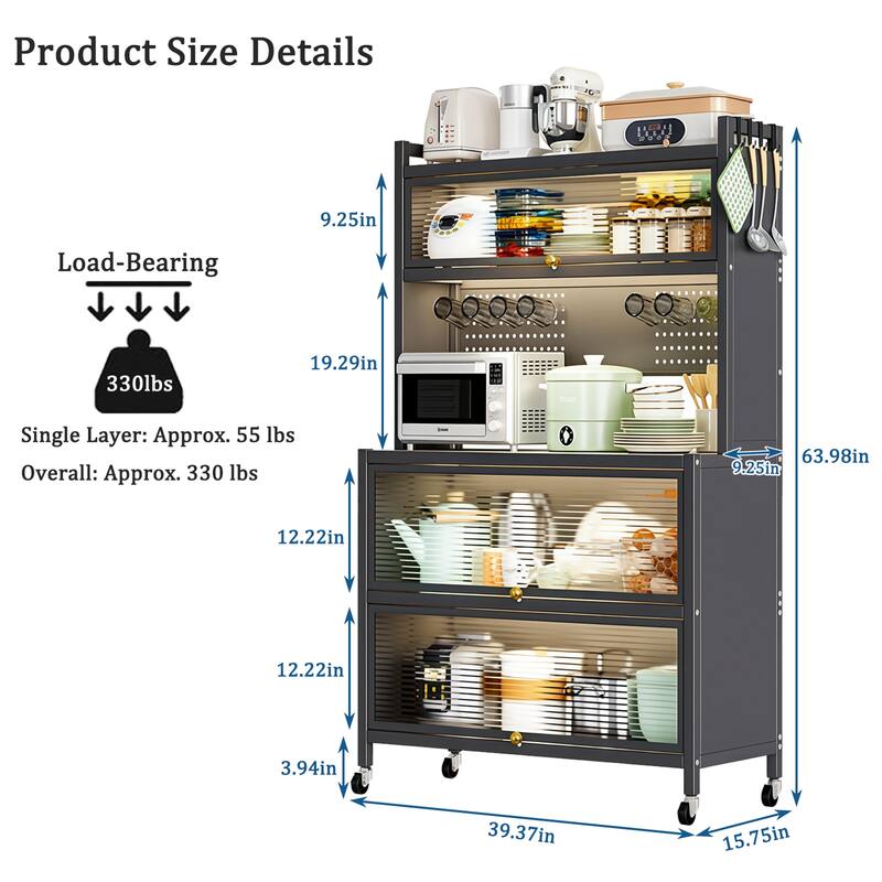64" 5-Tier Kitchen Pantry Cabinet