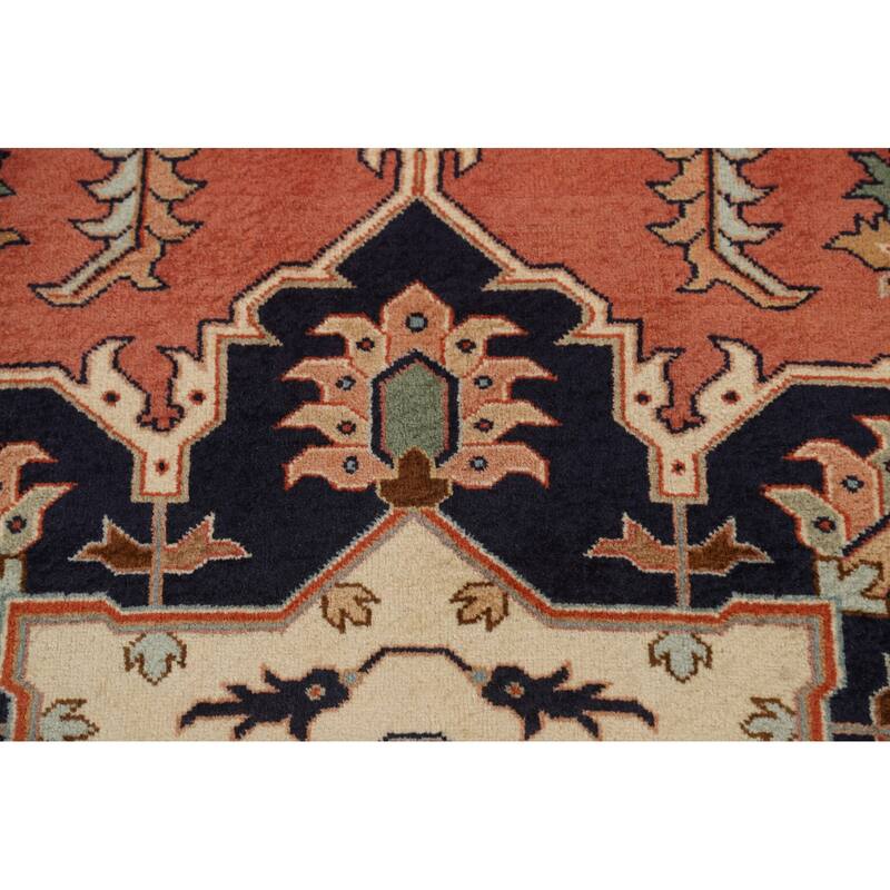 Vegetable Dye Heriz Serapi Persian Area Rug Hand-knotted Wool Carpet - 9'0" x 11'3"