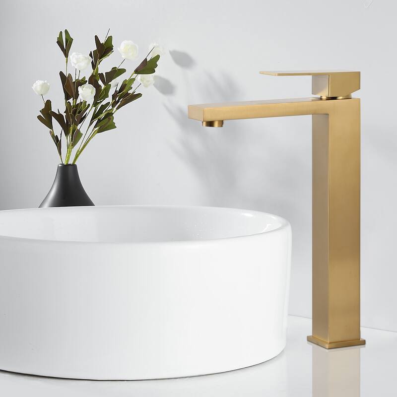 WOWOW Single Handle Single Hole High Arc Bathroom Vessel Faucet