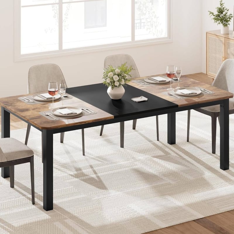 Industrial Kitchen Dining Table for 6~8 People - N/A - Brown