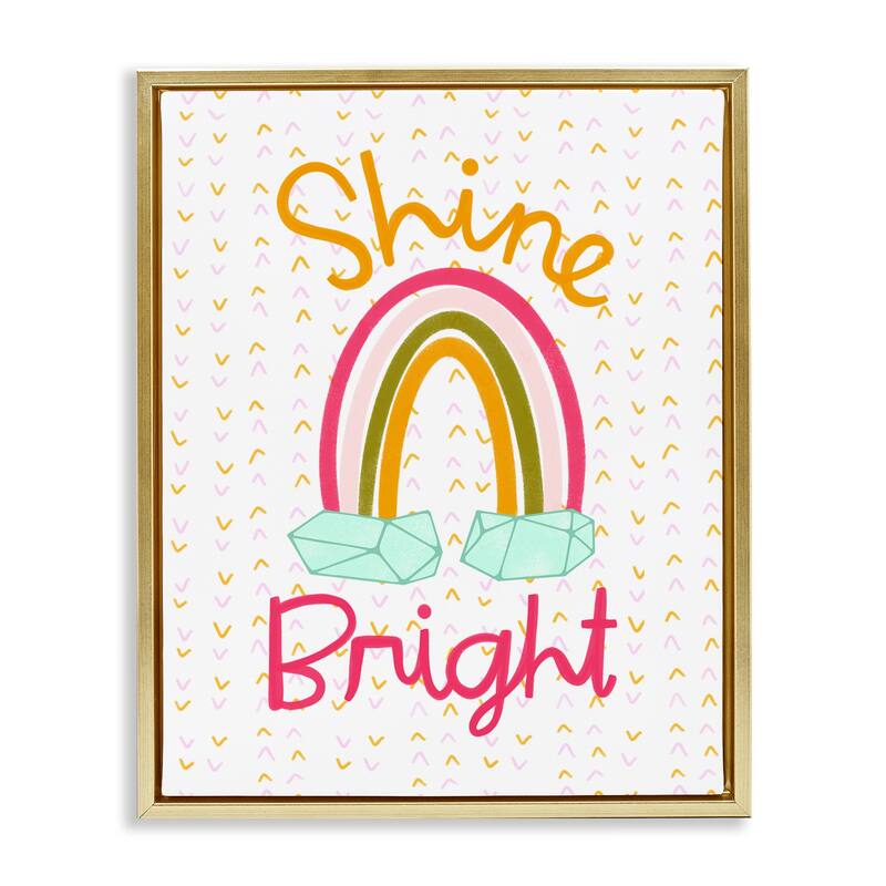 Stupell Shine Bright Geometric Rainbow Framed Floater Canvas Wall Art Design By Mandy Ford Art + Illustration - 17 x 21 - Gold
