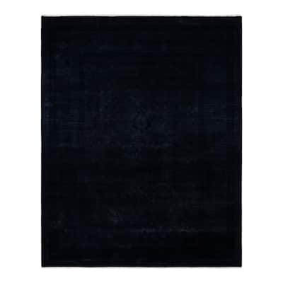 Overton Hand Knotted Wool Vintage Inspired Modern Contemporary Overdyed Black Area Rug - 7' 10" x 10' 6"