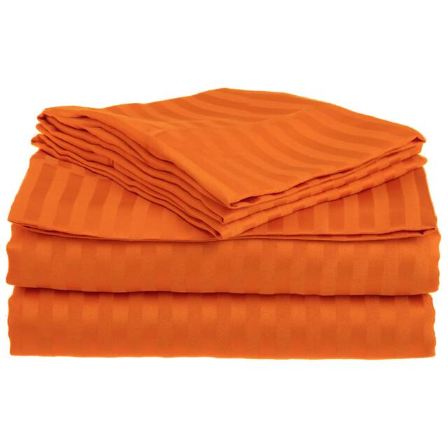 Superior Striped Wrinkle-resistant Deep Pocket Bed Sheet Set - Twin - Orange
