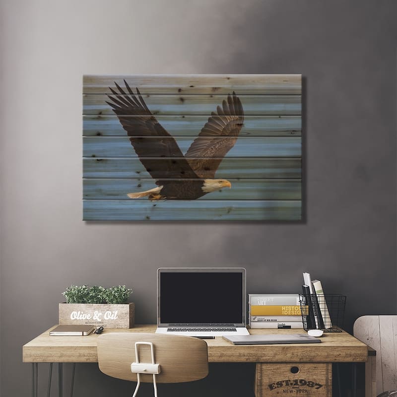 Bald Eagle I Print On Wood by Ken Archer - Multi-Color