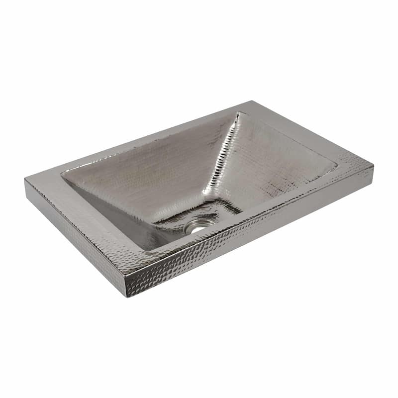 Hana Hand Hammered Copper Drop-in Bathroom Sink - Polished Nickel