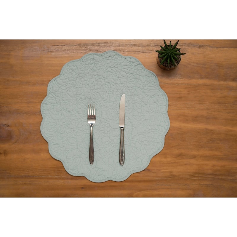 Christiana Breeze Reversible Machine Washable Round Quilt Placemats Set of 6