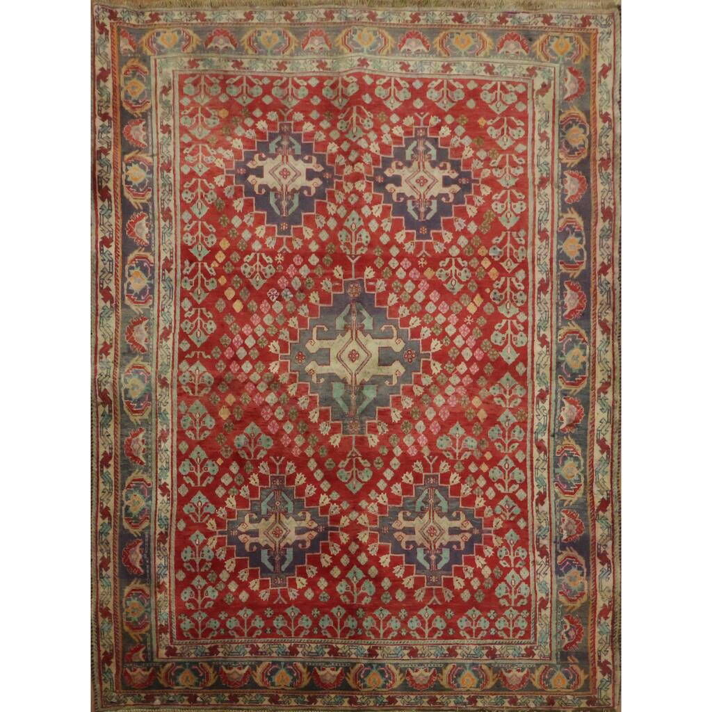 Hand Knotted Oriental 100% Wool Carpet Traditional Tribal Red Shiraz Area Rug - 5' 2'' X 3' 10''