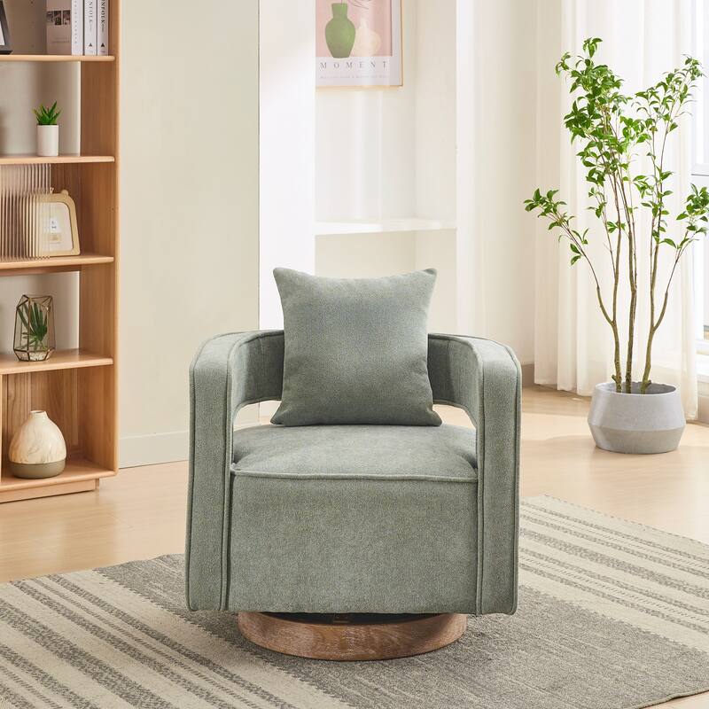 Swivel Accent Open Back Chair Modern Comfy Sofa Chair With Weathered Base For Nursery Bedroom Living Room Hotel Office