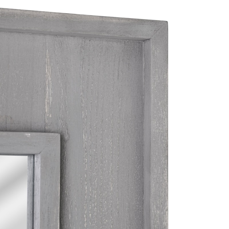 American Art Decor Sea Spray Grey Wash Framed Mirror - 24"x 24" - 24"x 24"