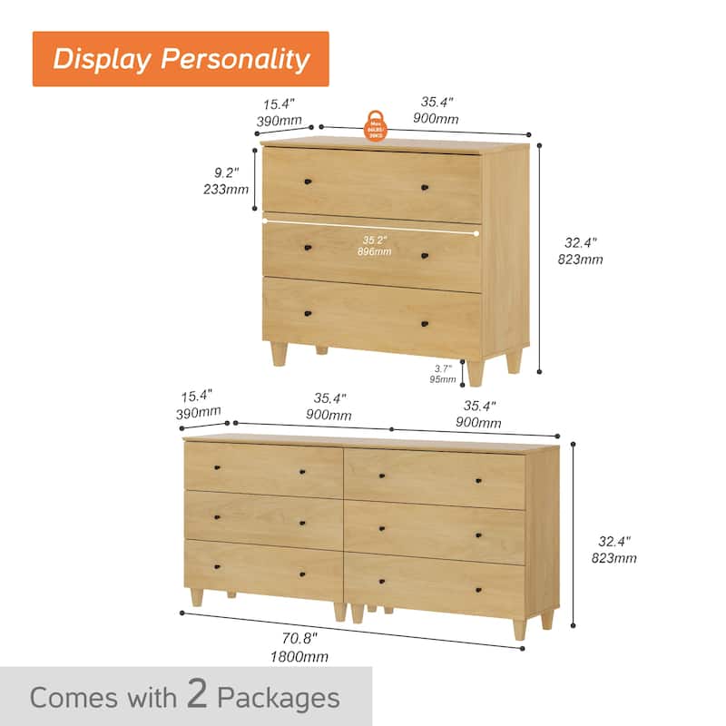 12 Drawers Modern Wood Dresser for Bedroom, 118" Wide