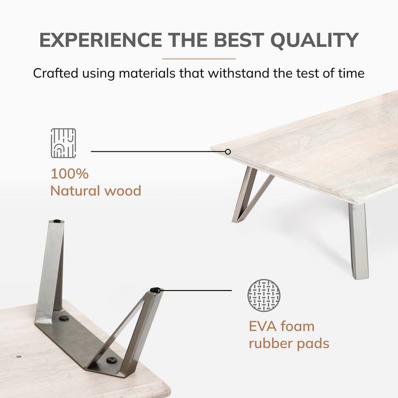 Jani Wood Monitor Stand Riser Desk - Ergonomic Design Stand, Desktop Organizer Table for Home, Office Workspace, Gaming Desk