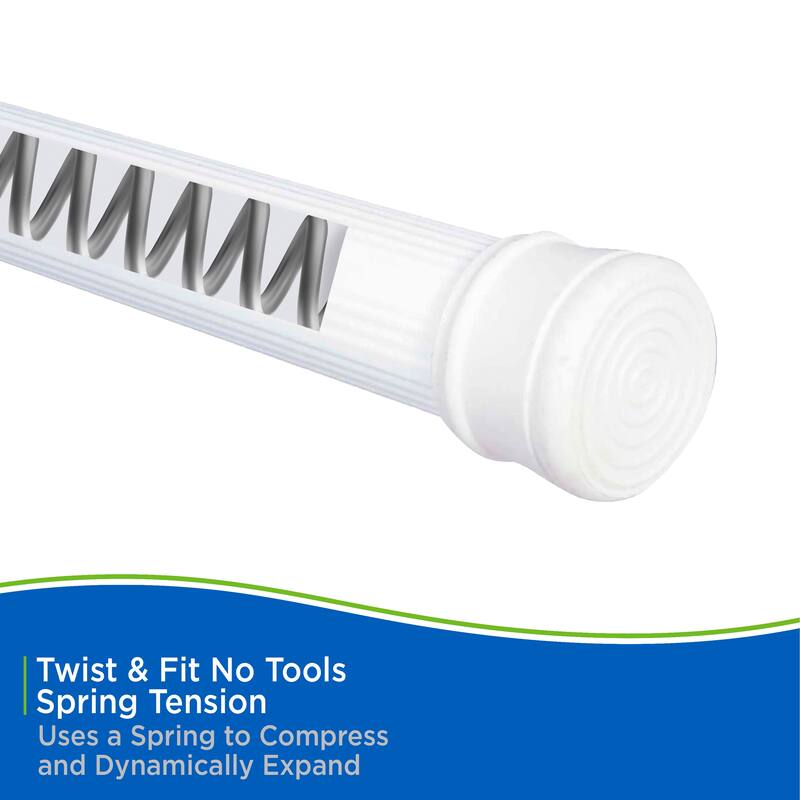 Kenney Twist & Fit No Tools Spring Tension Utility Closet or Shower Curtain Rod, 42-72"