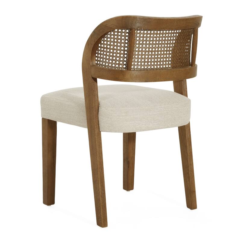 Christopher Knight Home - Minimalist 19.25"W Wood Dining Chairs Set with Hand-Woven Curved Backrest & Upholstered Seat