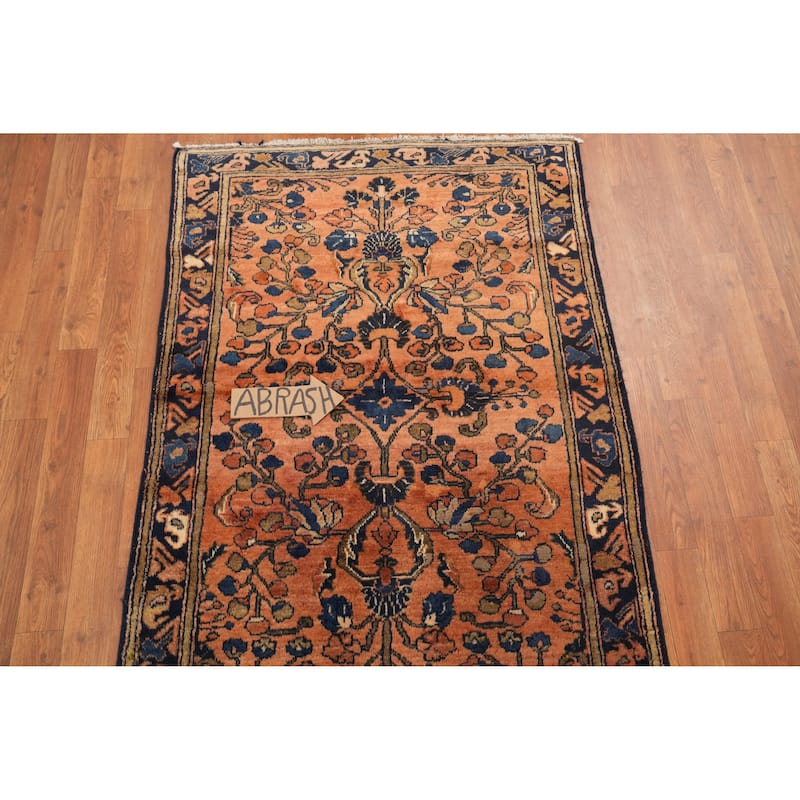 Hand Knotted Oriental 100% Wool Carpet Traditional Floral Oranges & Rust Lilian Area Rug - 4' 4'' X 3' 2''