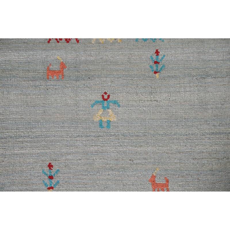Gabbeh Indian Area Rug Hand-Knotted Beige Wool Carpet - 8'1"x 9'10"