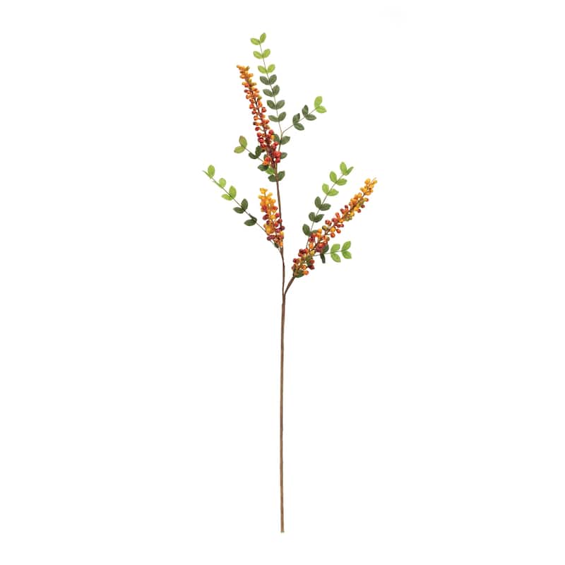 Orange Berry Foliage Spray (Set of 6) - Red, Orange, Green
