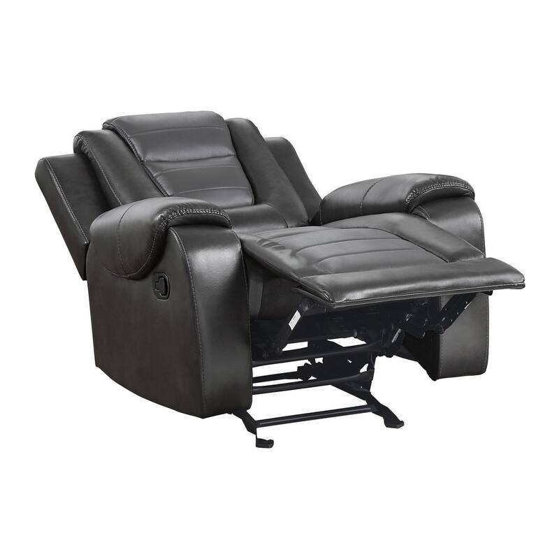 Istro 39 Inch Glider Manual Recliner Chair, 2 Tone Gray Faux Leather
