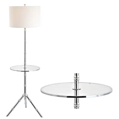 Julia 62" Metal LED End Table Floor Lamp, Chrome by JONATHAN Y - 62" H x 20.5" W x 20.5" D