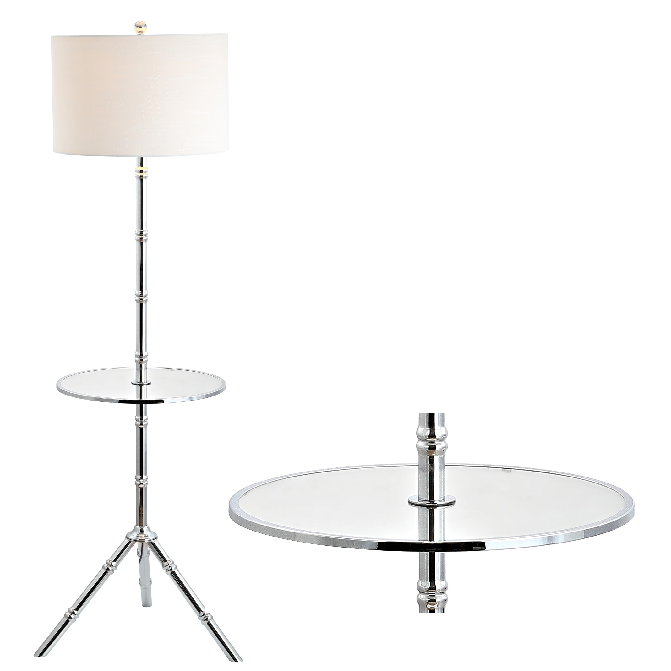 JONATHAN Y Julia 62" Metal LED End Table Floor Lamp, Chrome - 62" H x 20.5" W x 20.5" D
