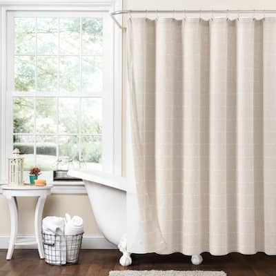 Lush Decor Farmhouse Textured Sheer With Peva Lining Shower Curtain