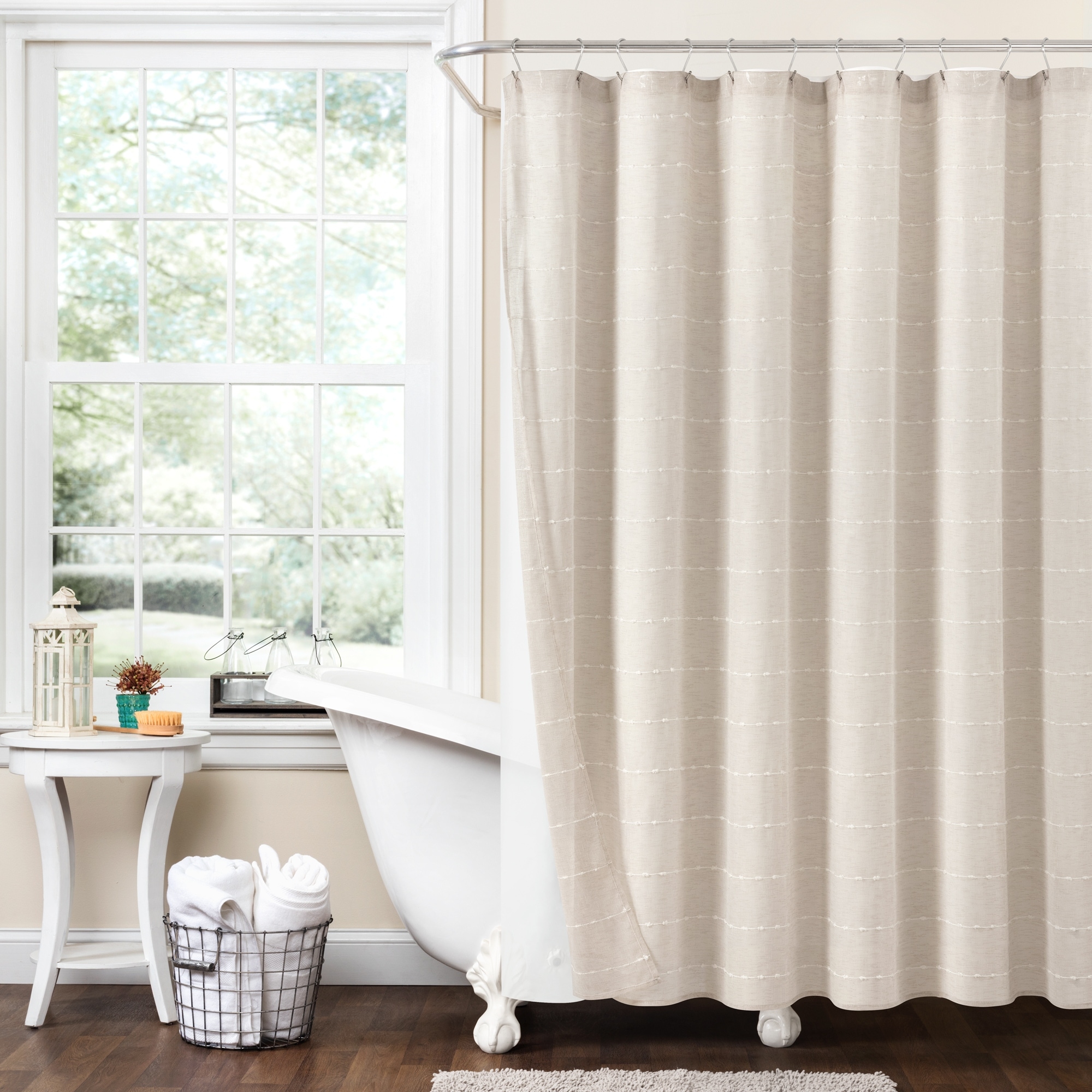 Lush Decor Farmhouse Textured Sheer With Peva Lining Shower Curtain