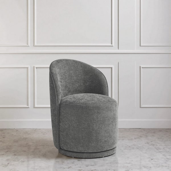 slide 2 of 11, Modern Armless 360-Degree Swivel Dining Chair Barrel Chair SINGLE - DARK GRAY CHENILLE