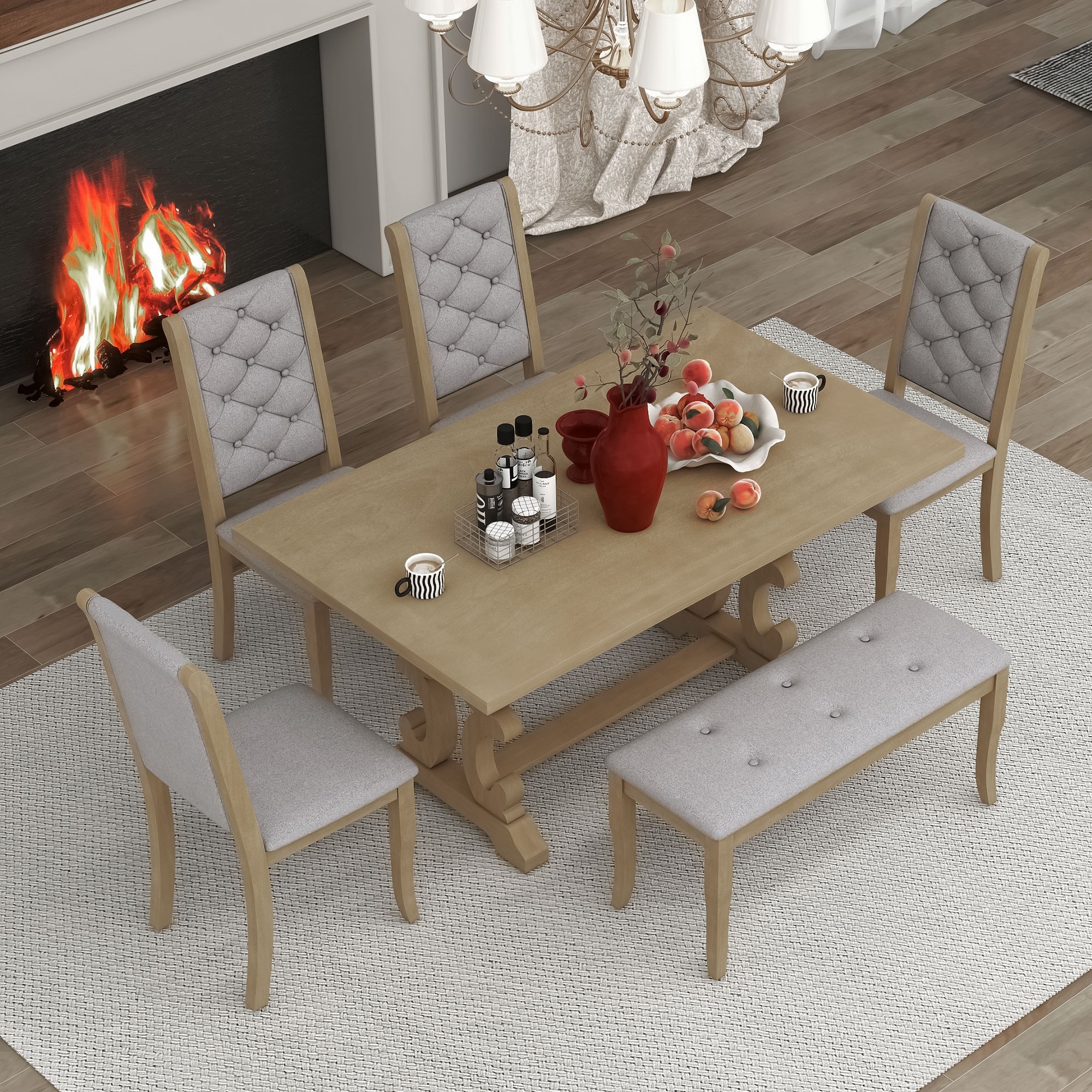 Lacey dining table and 4 chairs and bench deals