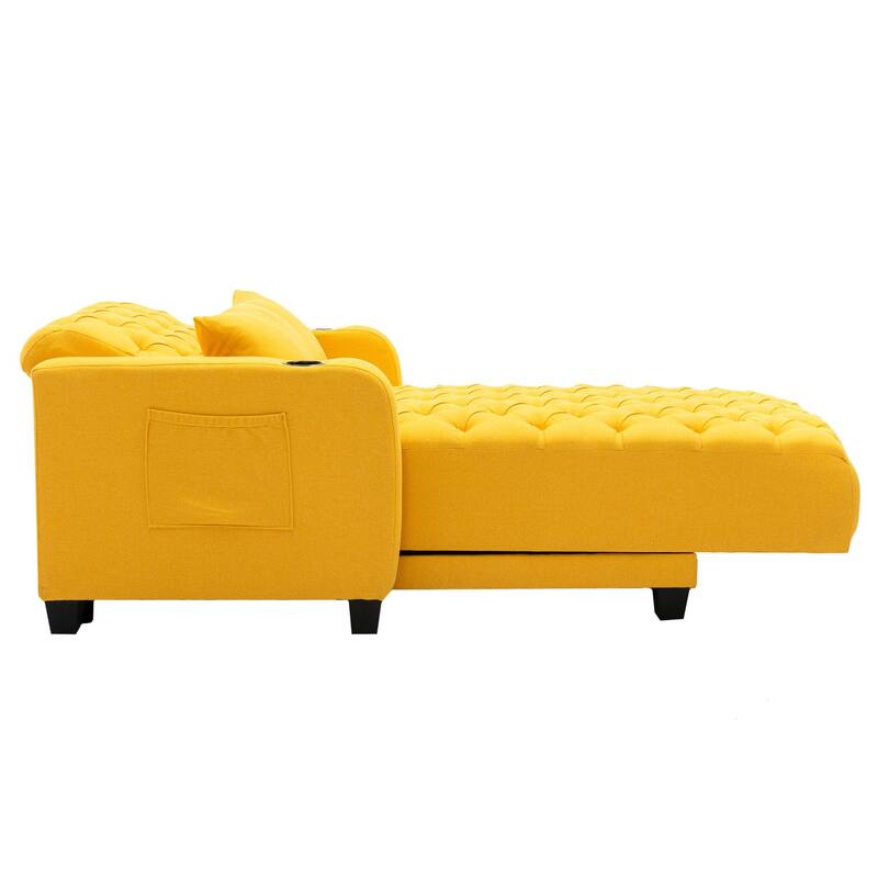 Functional Living Room Leisure Sofa Chair Bedroom Lounger with Buttons to Adjust Backrest