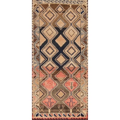 Hand Knotted Oriental 100% Wool Carpet Traditional Geometric Brown Lori Area Rug - 8' 2'' X 3' 8''