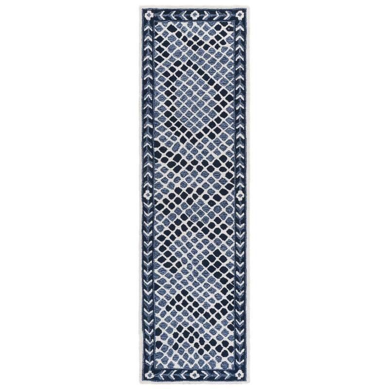 SAFAVIEH Handmade Metro Nefise Rug - 2'3" x 8' Runner - Navy/Ivory