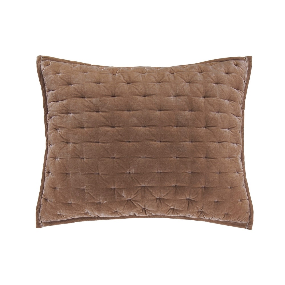 HiEnd Accents Stella Faux Silk Velvet Romantic Western Quilted Pillow Sham, 1PC