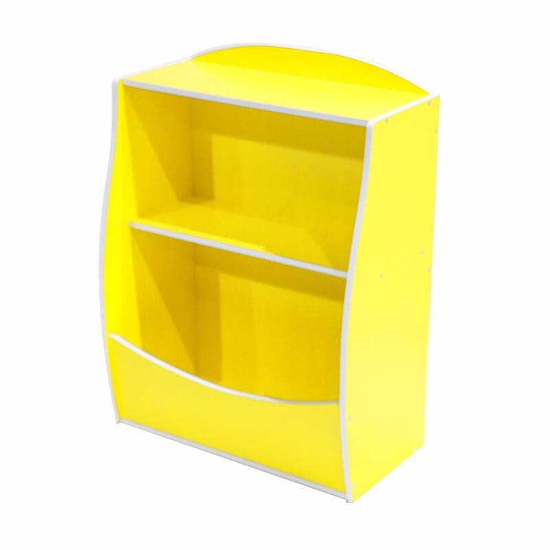 Kids Bookshelf and Toy Organizer,2 Tier Wood Toy Storage Organizer for Kids Rooms,Children Bookcase,Book Display Shelf - yellow