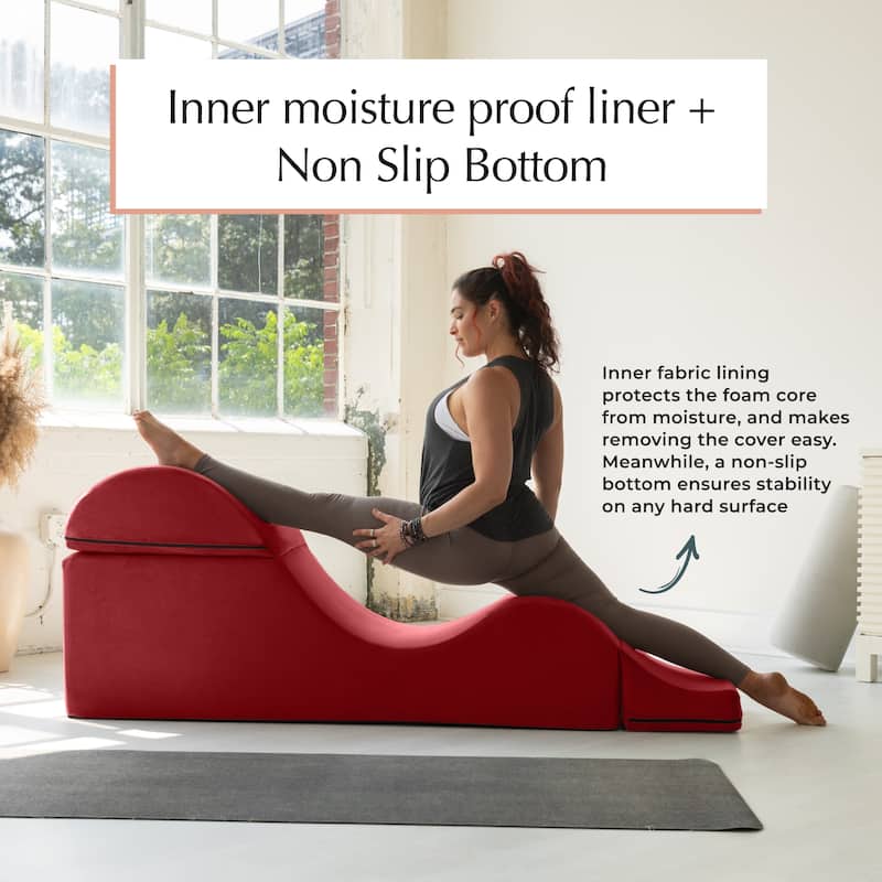 Avana Kami Convertible Chaise / Yoga & Massage - 2-In-1 Ottoman with Concealed Fold Out Yoga Lounge Chair, Microvelvet