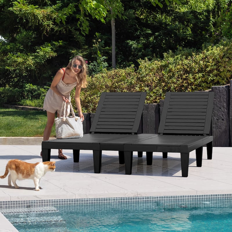 Outdoor Chaise Lounge Chairs (Set of 2) with Adjustable Backrest