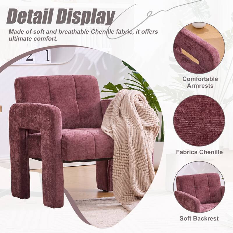 Modern Minimalist Casual Single Armchair - WINE RED