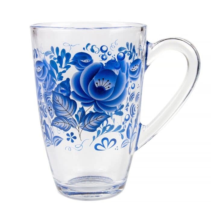 STP Goods Just Blue Roses Glass Mug Set of 4