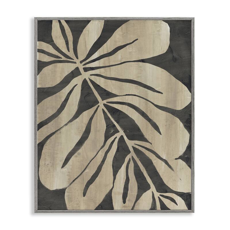 Stupell Rustic Leaf Shape Framed Giclee Art Design By June Erica Vess - 11 x 14 - Grey