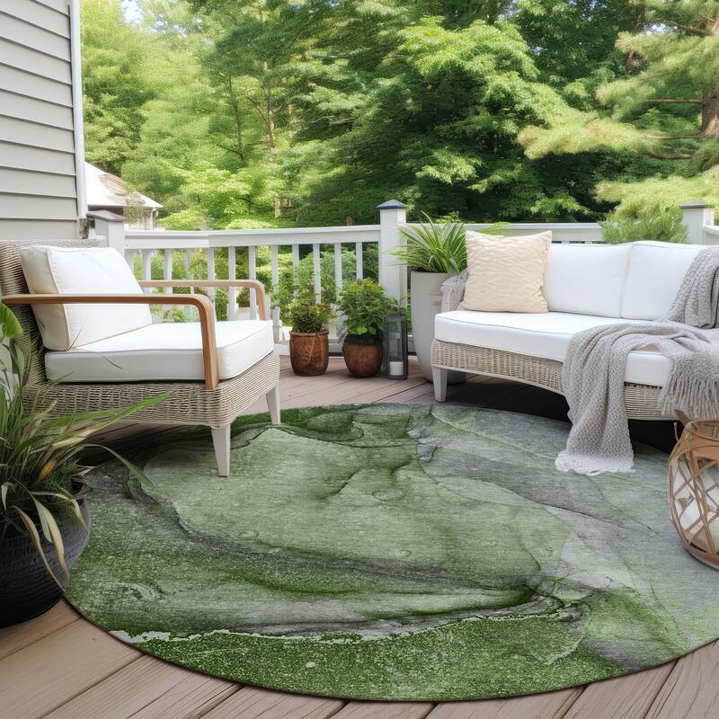 Machine Washable Indoor/ Outdoor Abstract Chantille Rug
