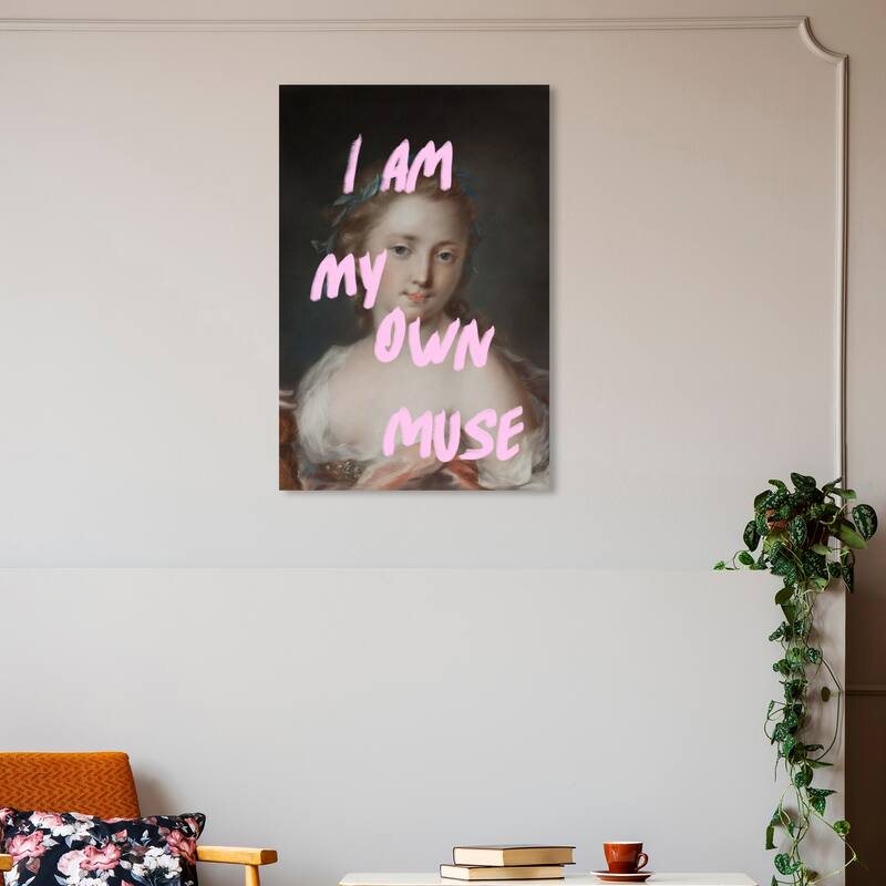 Wynwood Studio Canvas Fashion and Glam My Own Muse I Pink and Light Pink Shabby Chic Wall Art Canvas Print - 30 x 20