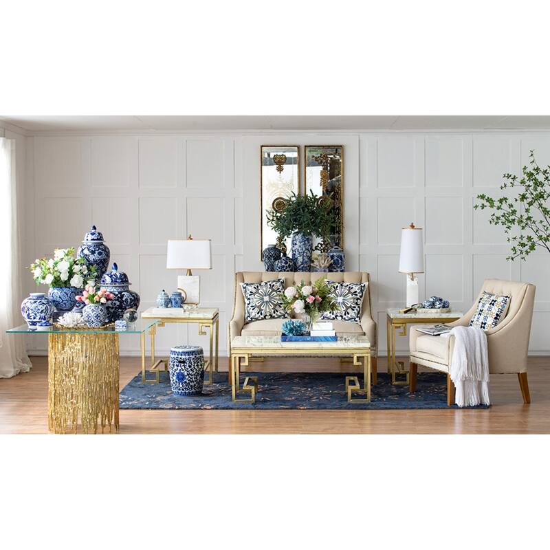 Floral Porcelain Garden Stool - 11.25" - Blue and White