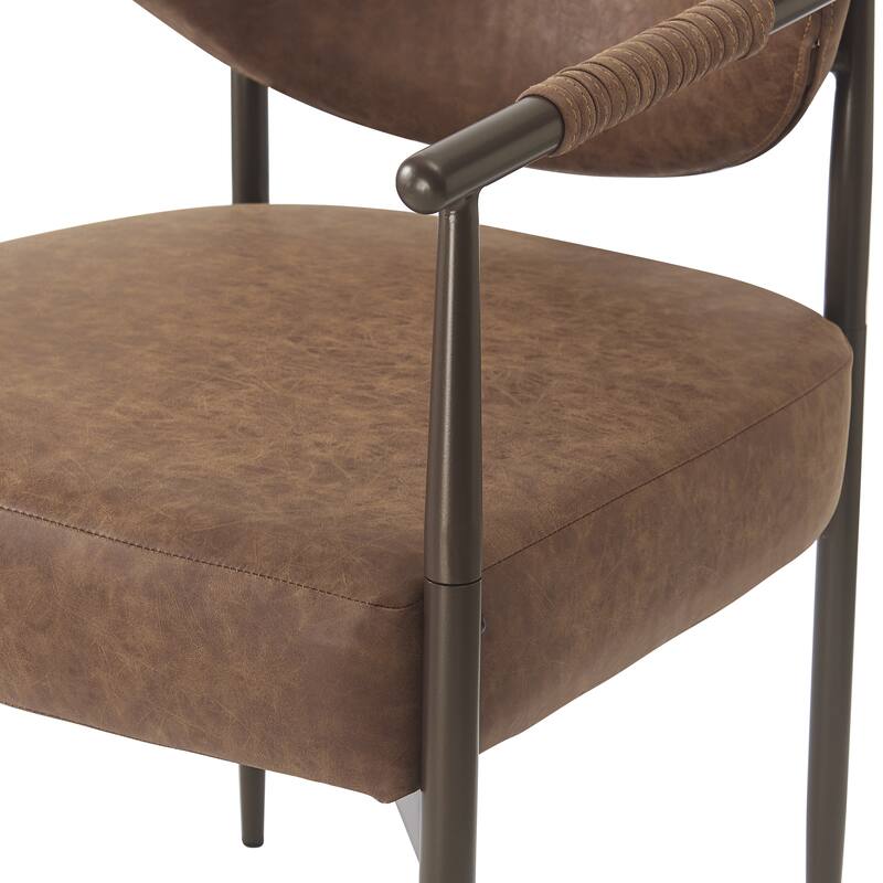 Christopher Knight Home - Thatch Iron-Frame Dining Armchairs with Upholstered Cushion (Set of 2)
