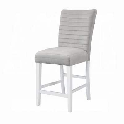 Grey and White Upholstered Counter Height Stools (Set of 2)