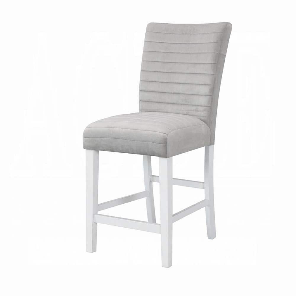 Grey and White Upholstered Counter Height Stools (Set of 2)