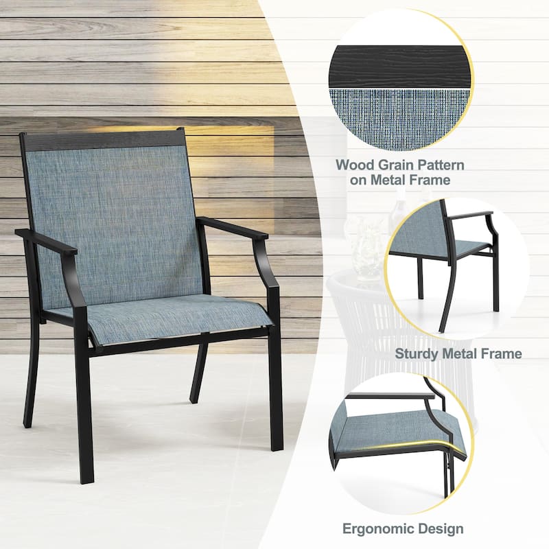 Gymax Set of 2 Patio Dining Chairs Outdoor Armchairs w/ Sturdy Metal