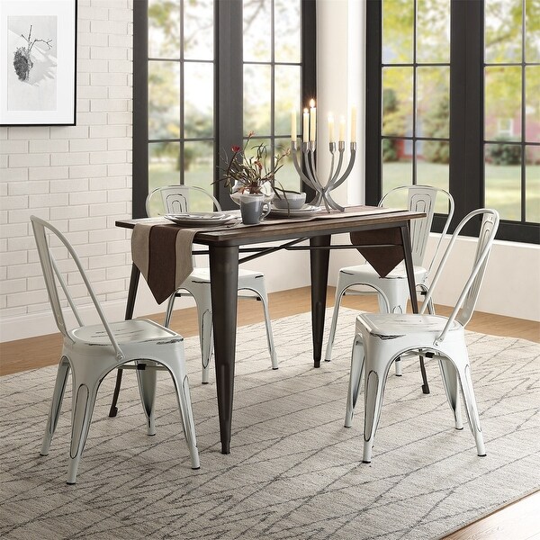 Shop Merax Metal Stackable Dining Chair Set Of 4 On Sale