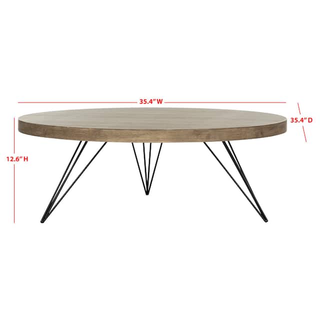 SAFAVIEH Mansel Light Grey / Black Coffee Table - 35.4" x 35.4" x 12.6"
