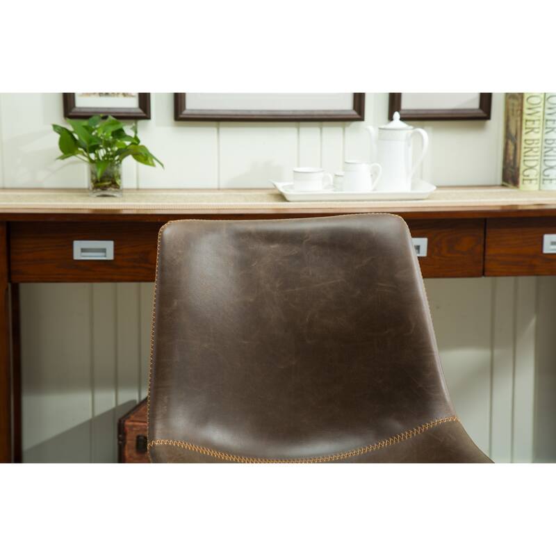 Vintage PU Leather Dining Chairs with Sleigh-Style Legs and Integrated Footstool, for Dining Rooms, Set of 2, White