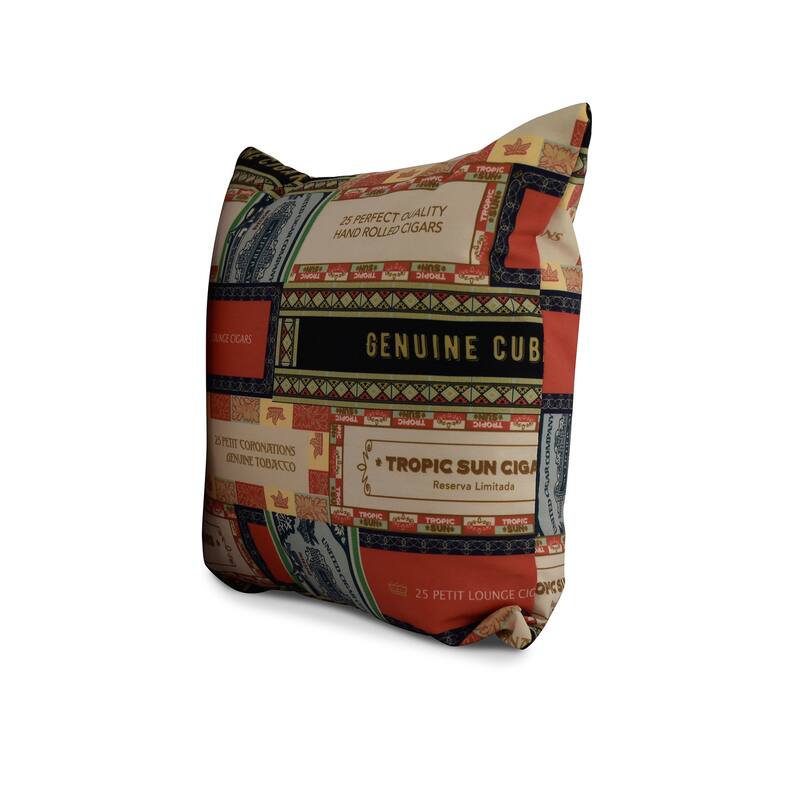 20 x 20 Inch Cigar Box Collage 2 Geometric Print Outdoor Pillow